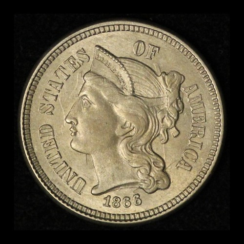 1866 3cn Three Cent Nickel Double Die Obverse FS-101 - Free